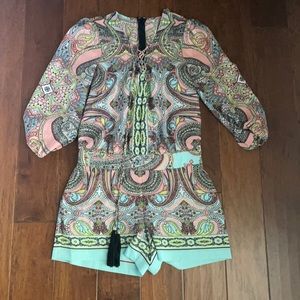Women boho romper sz m